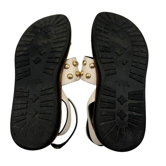Coach Dannie Ankle Strap Sandals 8B Flats Open Toe Black White Gold Studs - Picture 14 of 15